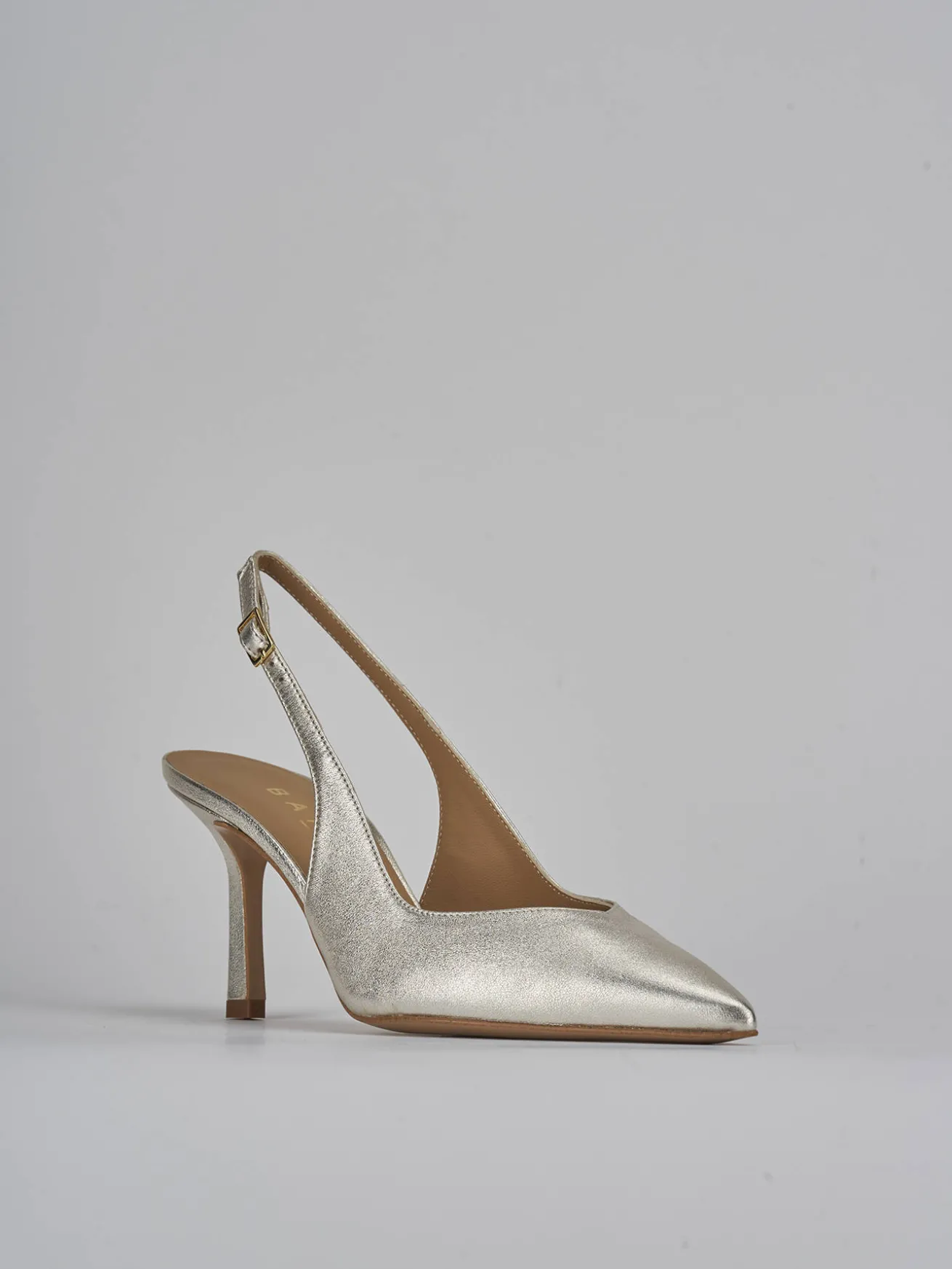 Slingback decolte tacco 7 cm oro laminato