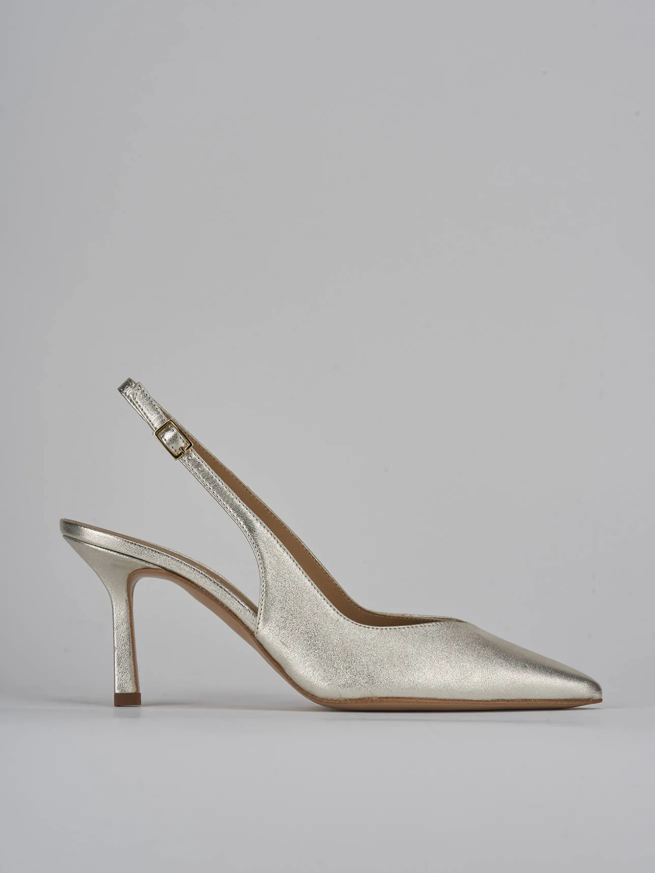 Slingback decolte tacco 7 cm oro laminato