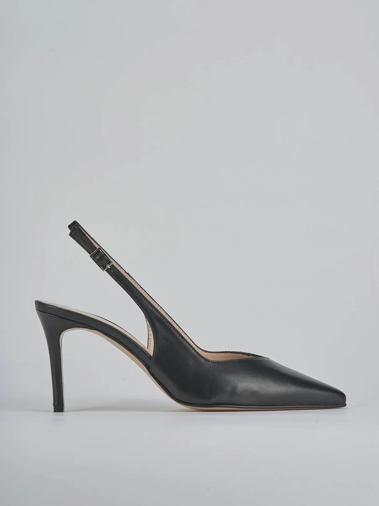 Slingback decolte tacco 7 cm nero pelle