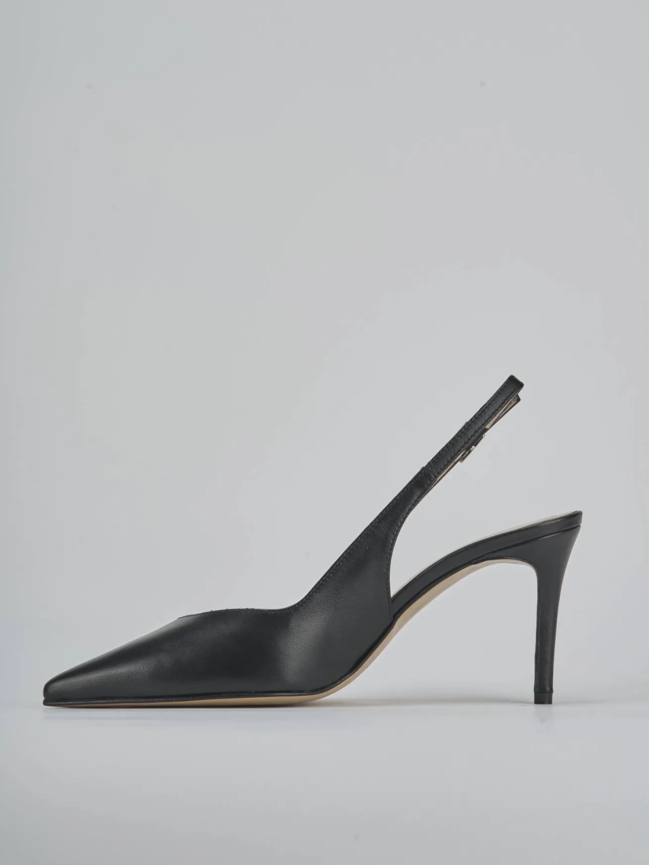 Slingback decolte tacco 7 cm nero pelle
