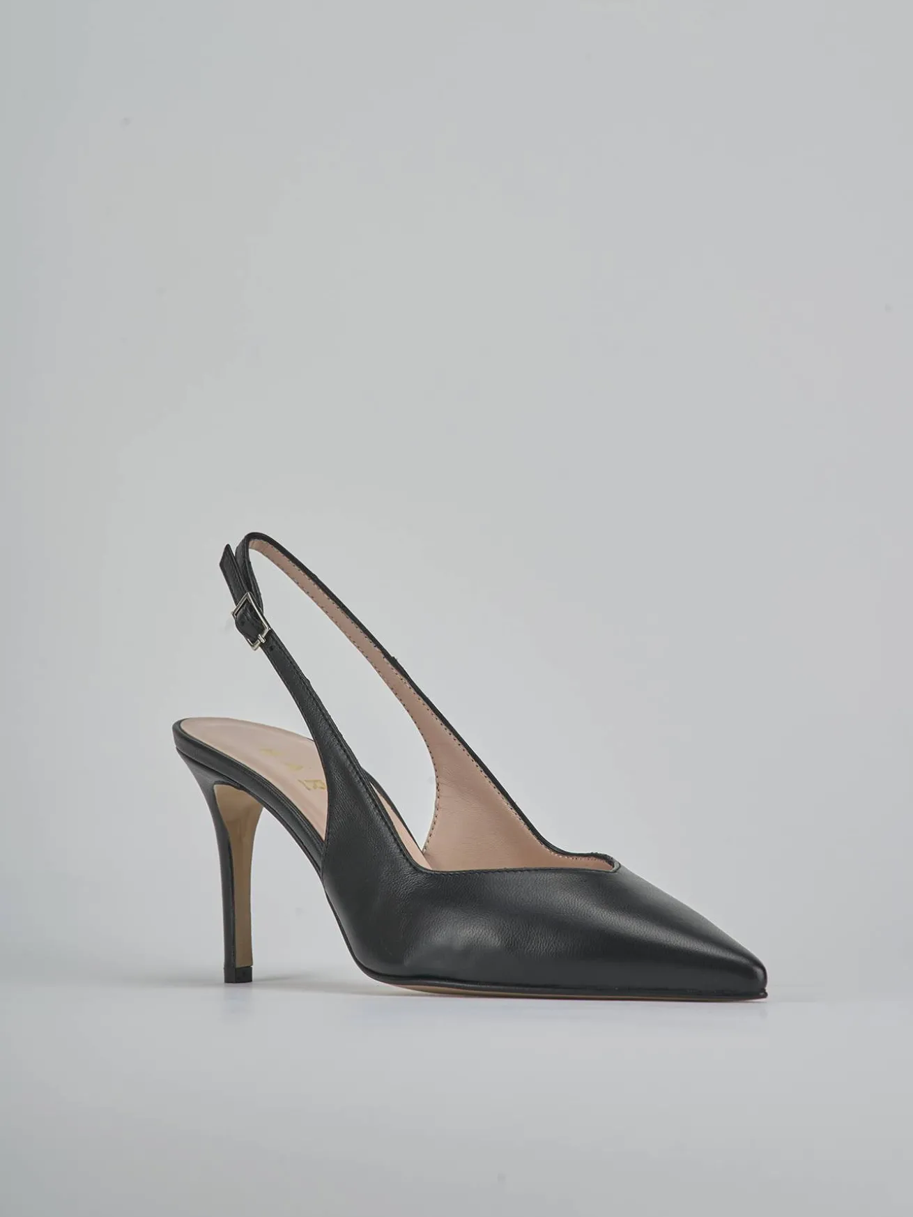 Slingback decolte tacco 7 cm nero pelle