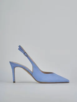 Slingback decolte tacco 7 cm jeans camoscio