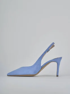 Slingback decolte tacco 7 cm jeans camoscio