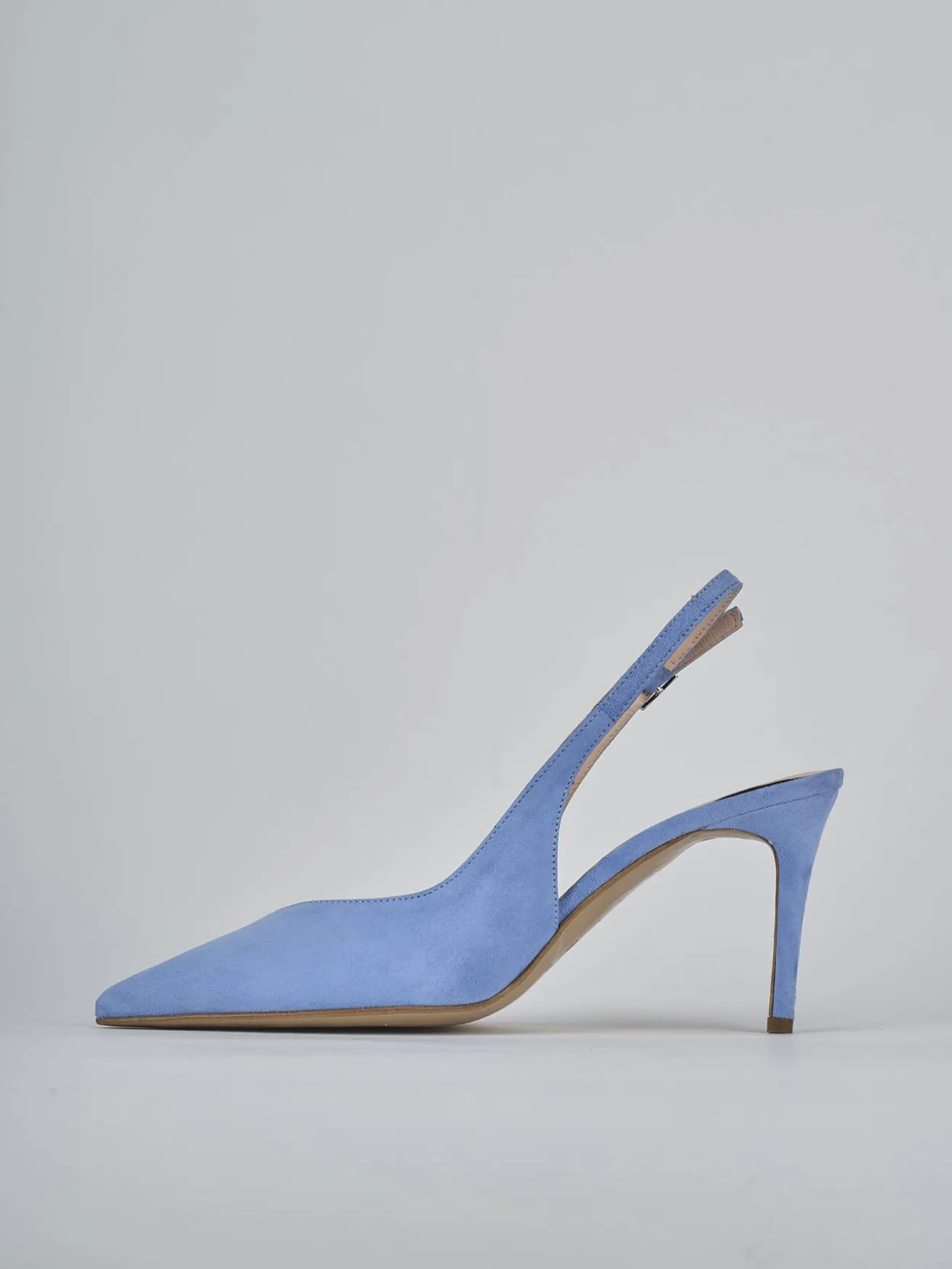 Slingback decolte tacco 7 cm jeans camoscio