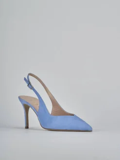 Slingback decolte tacco 7 cm jeans camoscio