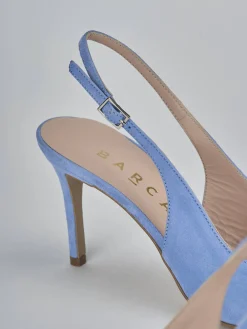 Slingback decolte tacco 7 cm jeans camoscio