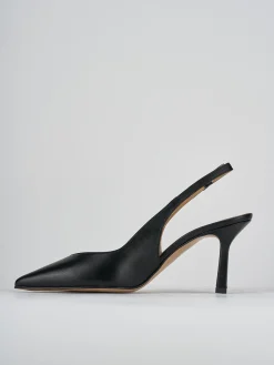 Slingback decolte tacco 7 cm nero pelle