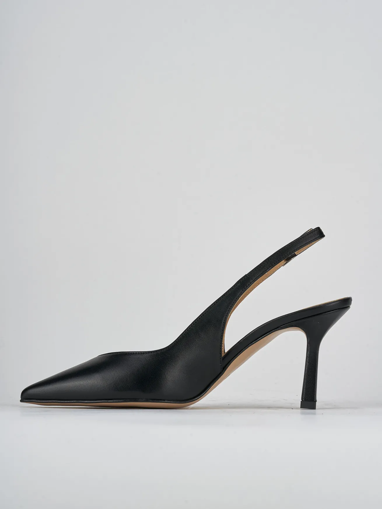 Slingback decolte tacco 7 cm nero pelle
