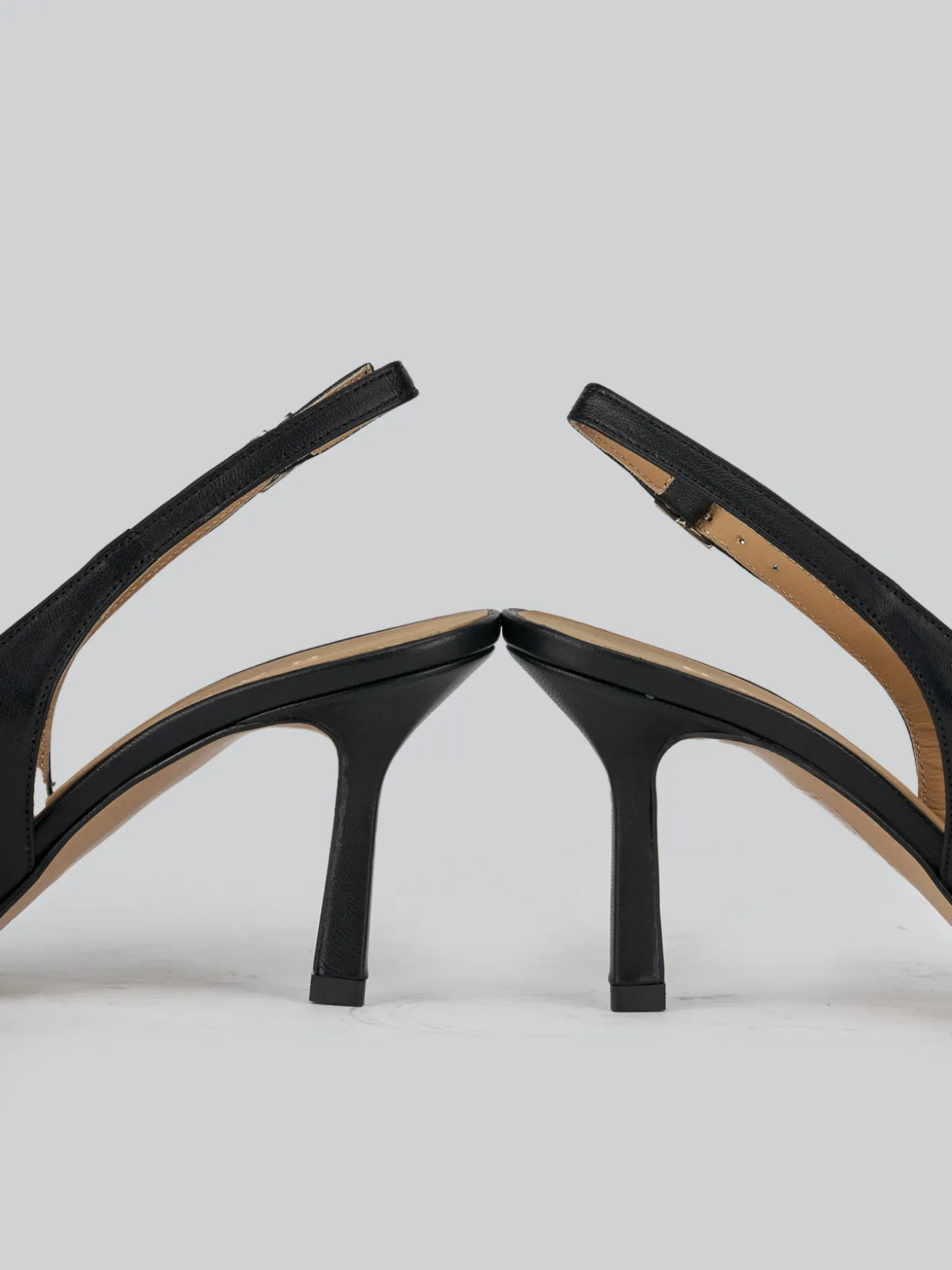 Slingback decolte tacco 7 cm nero pelle