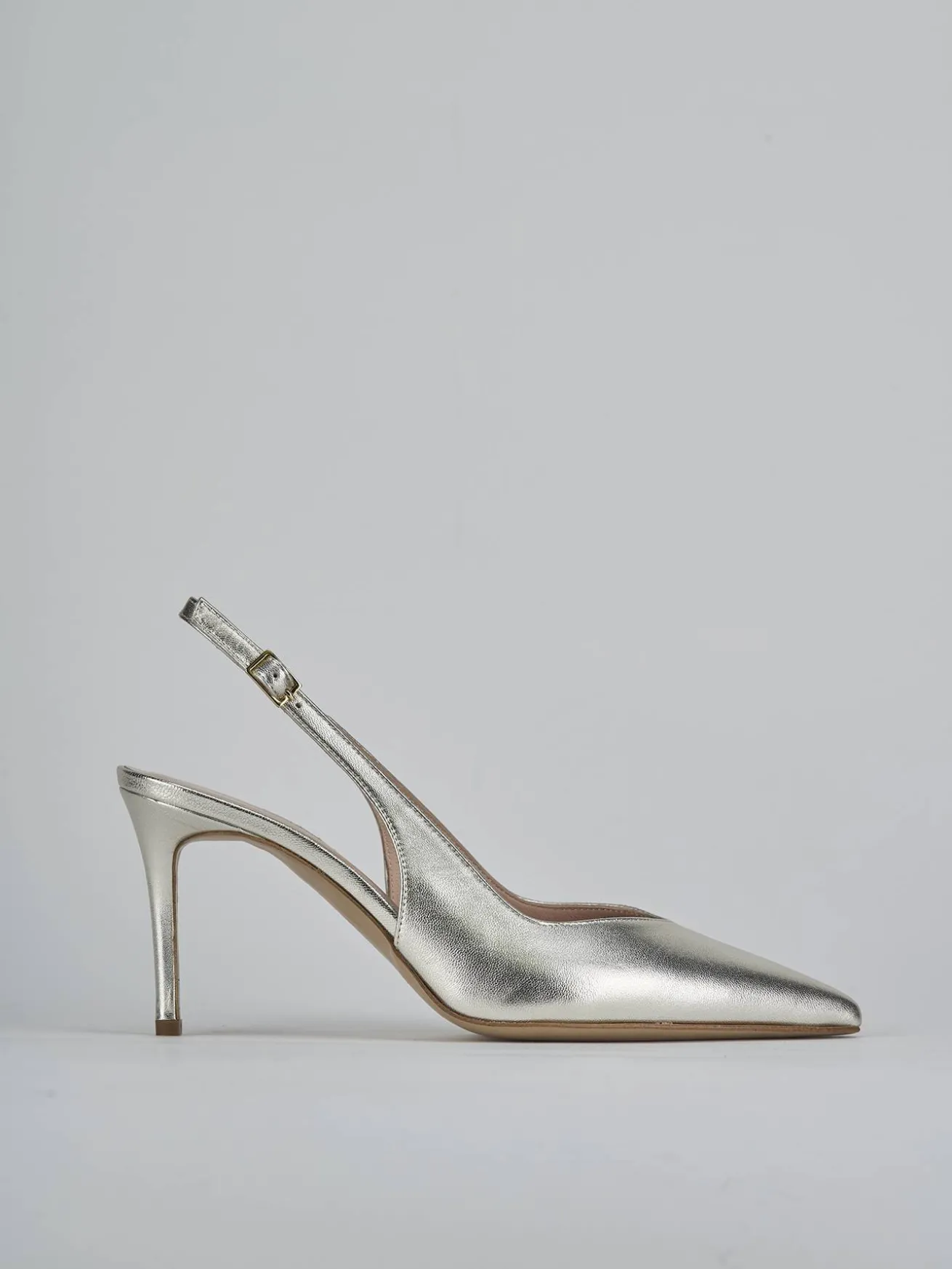 Slingback decolte tacco 7 cm oro laminato