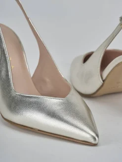 Slingback decolte tacco 7 cm oro laminato