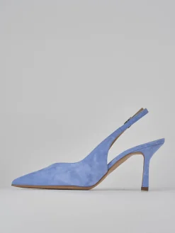 Slingback decolte tacco 7 cm jeans camoscio