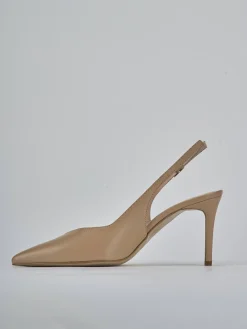 Slingback decolte tacco 7 cm marrone pelle