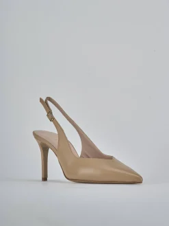 Slingback decolte tacco 7 cm marrone pelle