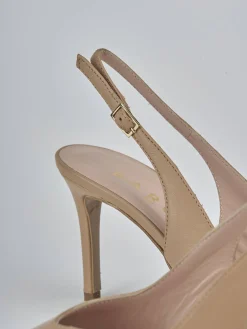 Slingback decolte tacco 7 cm marrone pelle
