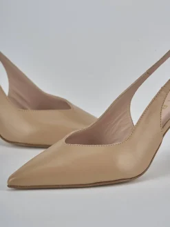 Slingback decolte tacco 7 cm marrone pelle