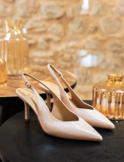 Slingback decolte tacco 7 cm rosa pelle
