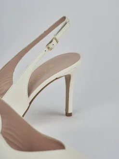 Slingback decolte tacco 7 cm bianco pelle