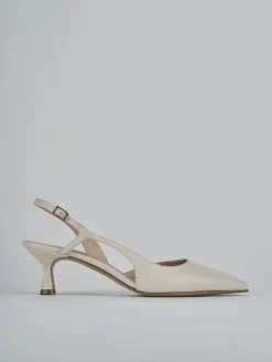 Slingback decolte tacco 5 cm bianco pelle