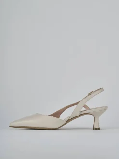 Slingback decolte tacco 5 cm bianco pelle