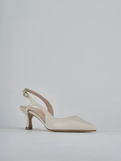 Slingback decolte tacco 5 cm bianco pelle