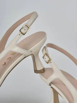 Slingback decolte tacco 5 cm bianco pelle