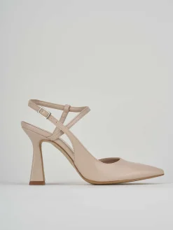 Slingback decolte' tacco 9 cm beige pelle