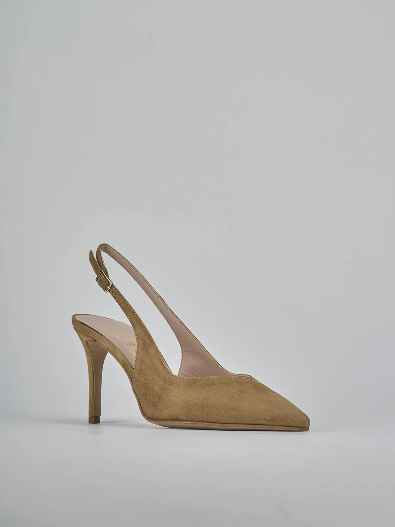 Slingback decolte tacco 7 cm marrone camoscio