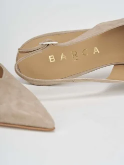 Slingback decolte tacco 7 cm beige camoscio