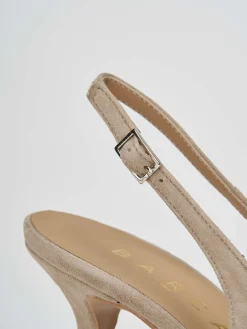 Slingback decolte tacco 7 cm beige camoscio