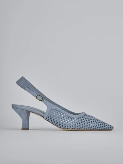 Slingback tacco 6cm camoscio azzurro