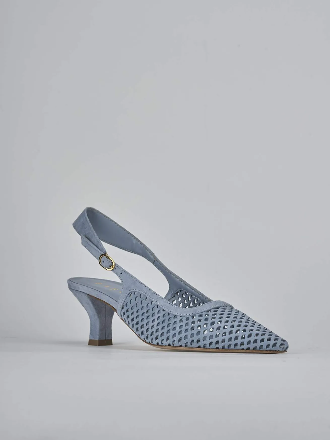 Slingback tacco 6cm camoscio azzurro