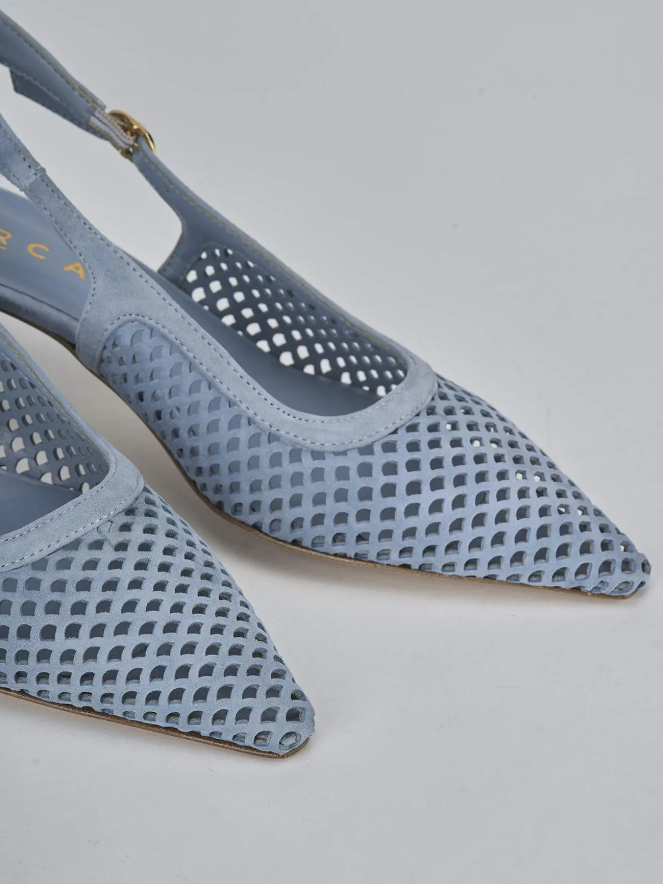 Slingback tacco 6cm camoscio azzurro