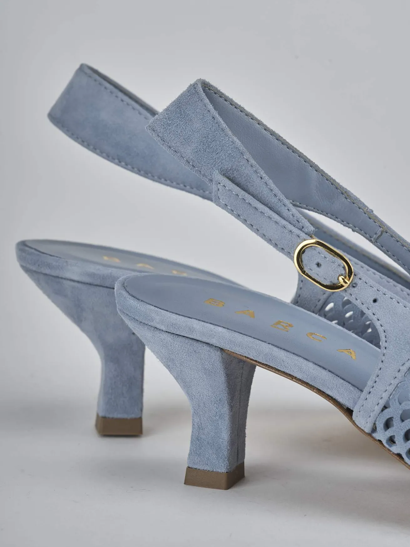 Slingback tacco 6cm camoscio azzurro