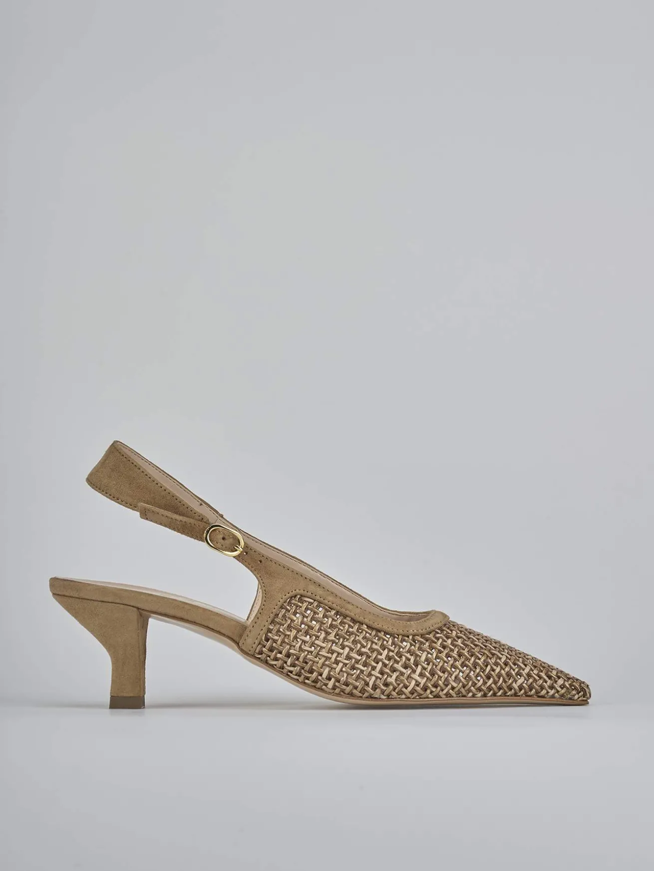 Slingback tacco 6cm camoscio beige