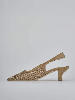 Slingback tacco 6cm camoscio beige