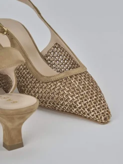 Slingback tacco 6cm camoscio beige