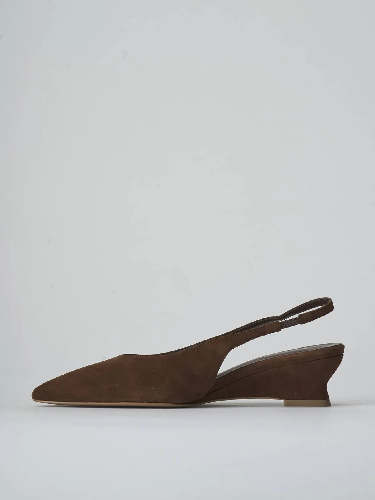 Slingback tacco 5cm camoscio marrone