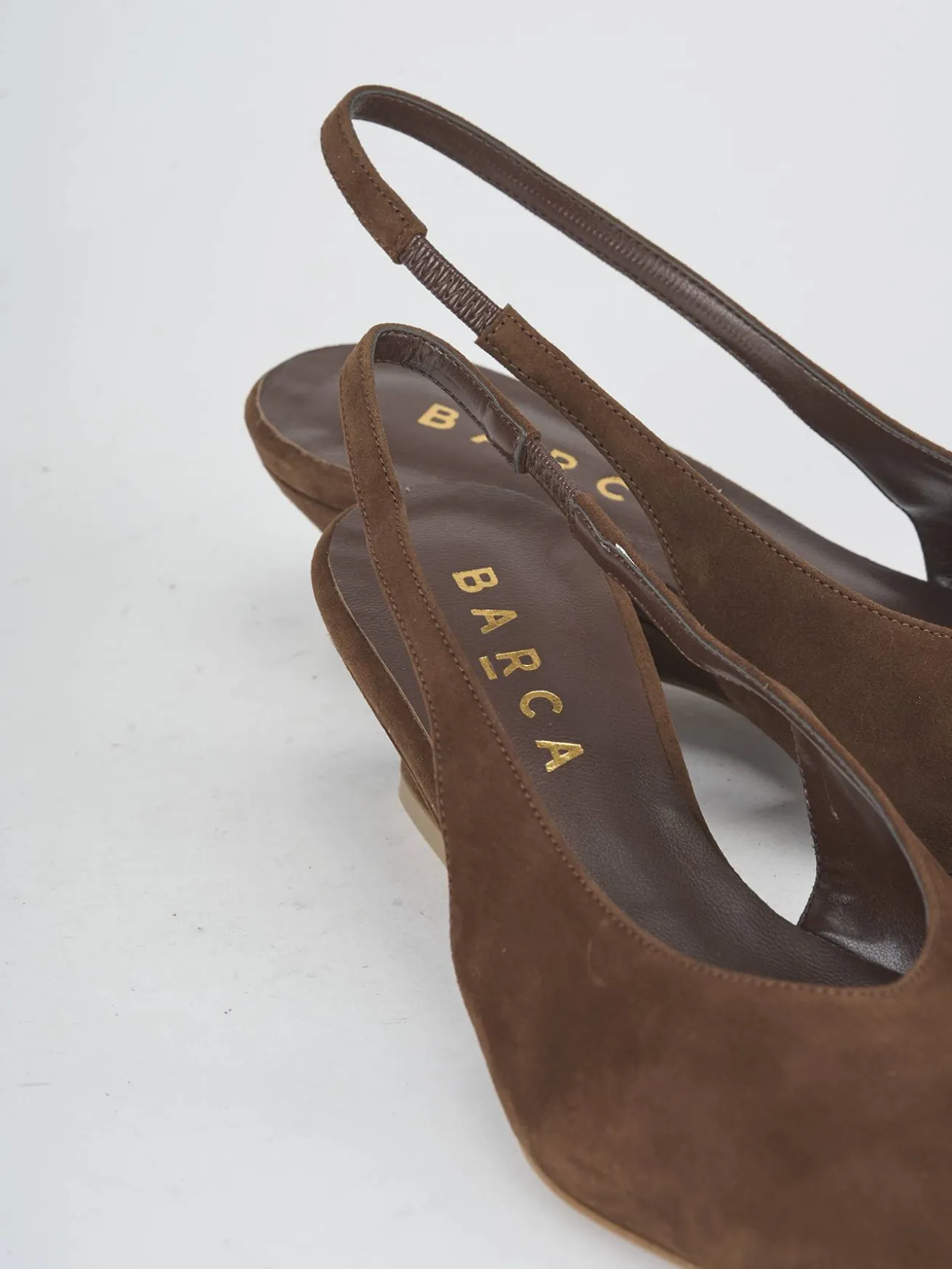 Slingback tacco 5cm camoscio marrone