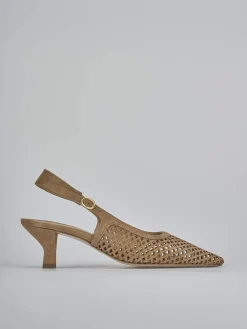 Slingback tacco 6cm camoscio marrone