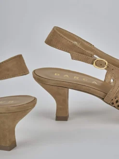 Slingback tacco 6cm camoscio marrone