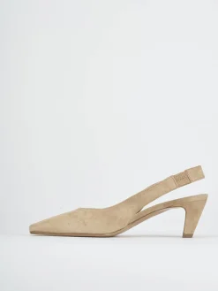 Slingback tacco 5cm camoscio marrone