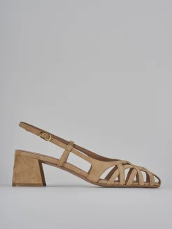 Slingback tacco 6cm camoscio beige