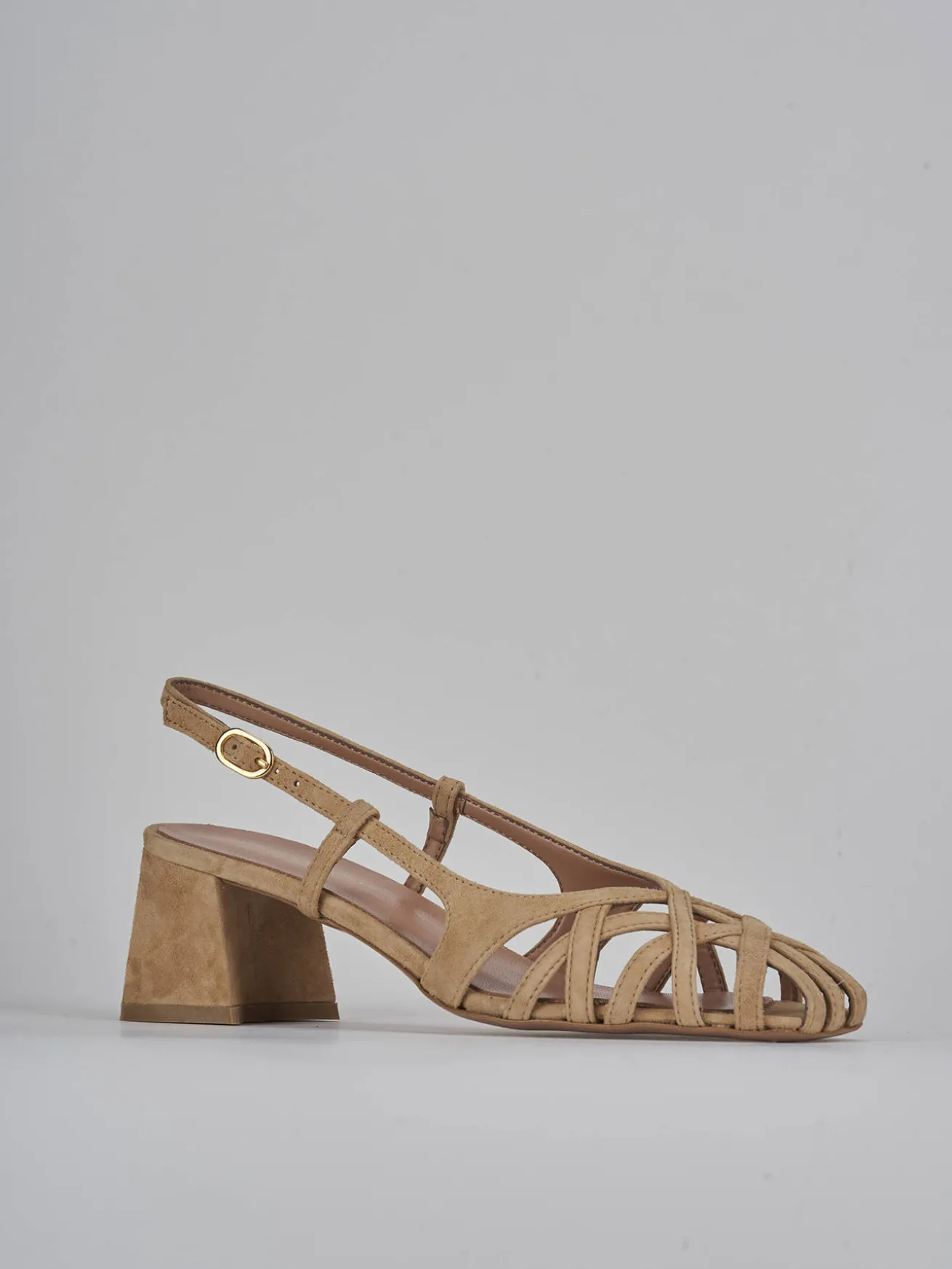 Slingback tacco 6cm camoscio beige