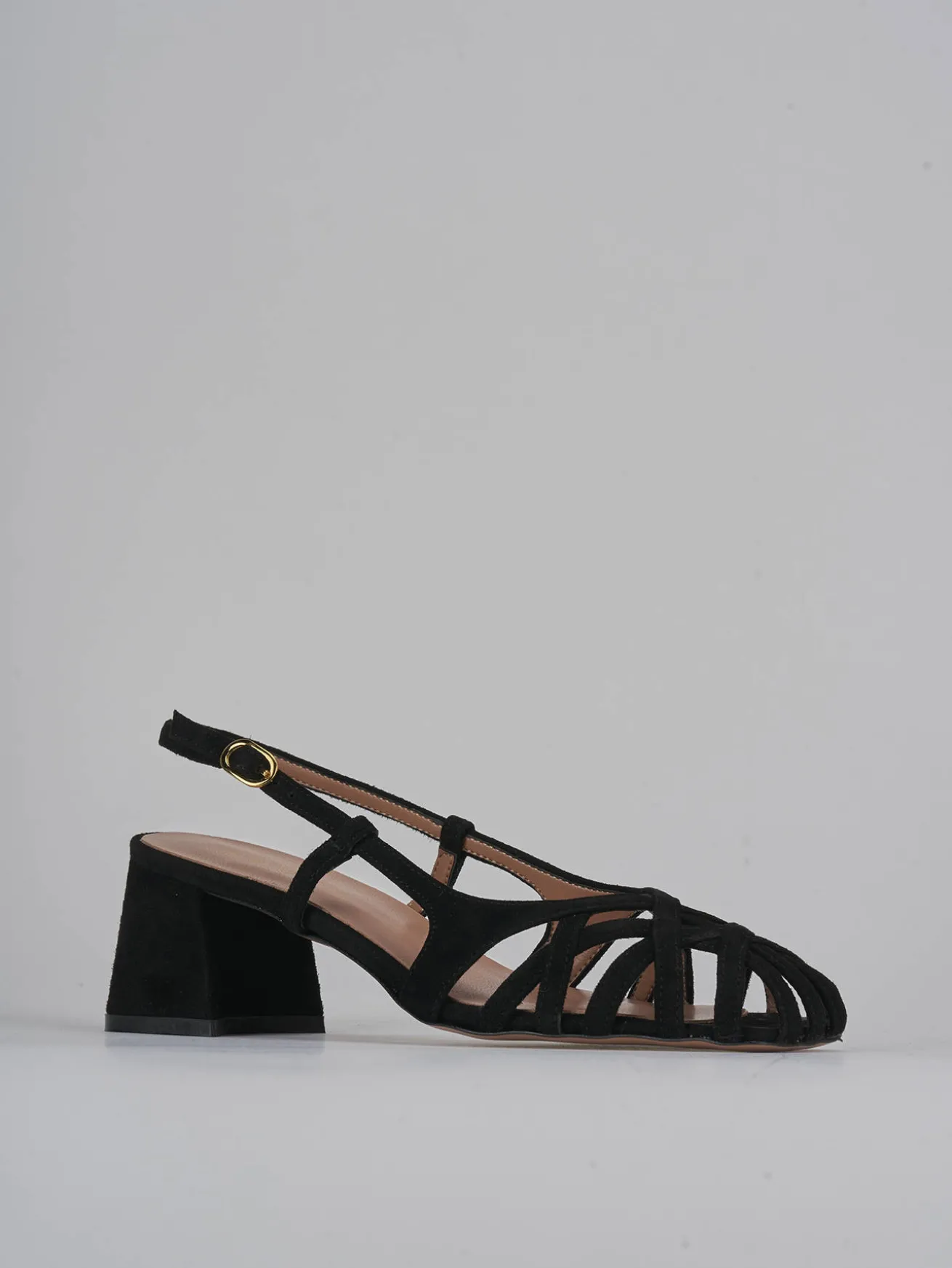 Slingback tacco 6cm camoscio nero
