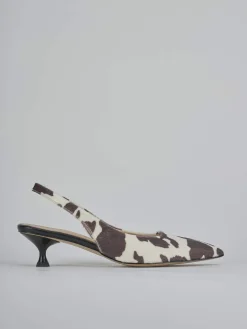 Slingback tacco 4cm cavallino bianco