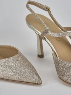 Slingback tacco 7cm glitter rosa