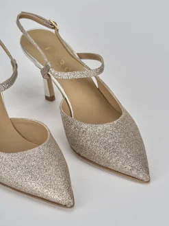 Slingback tacco 7cm glitter rosa