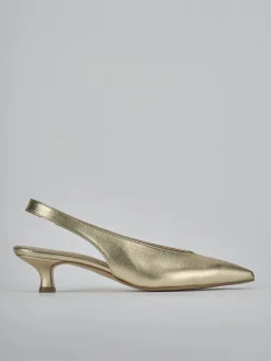 Slingback tacco 4cm laminato oro