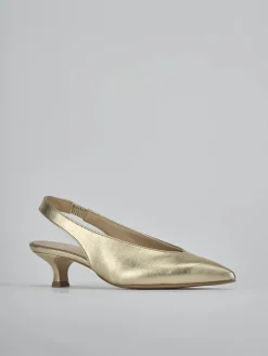 Slingback tacco 4cm laminato oro